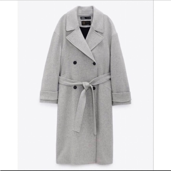 ZARA NWT light Gray Oversized Oversized Italian Manteco Wool Blend Coat XS - Picture 1 of 14